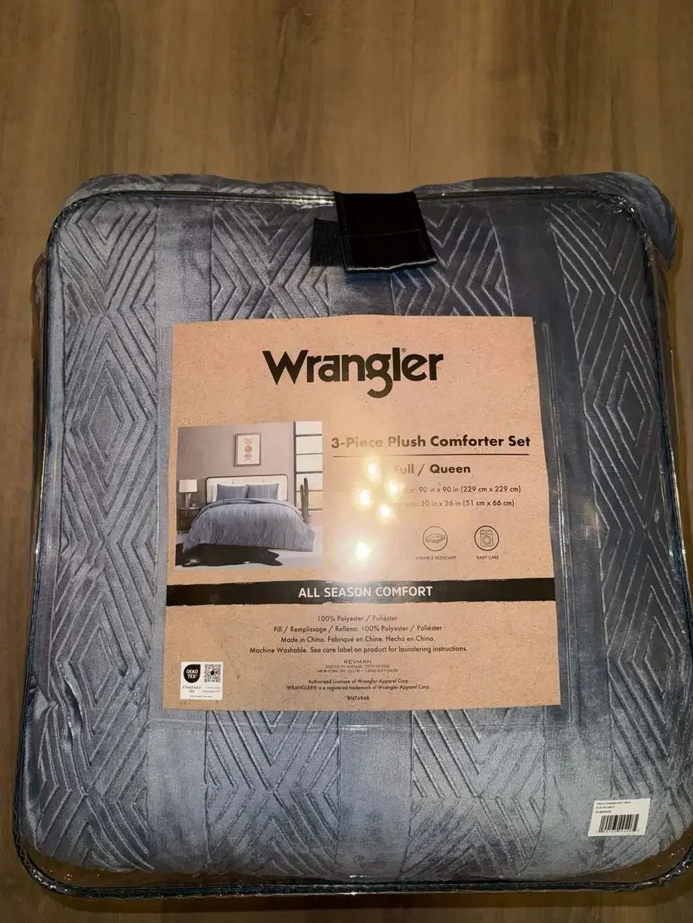 Wrangler 3-Piece Plush Comforter Set Full Queen Blue